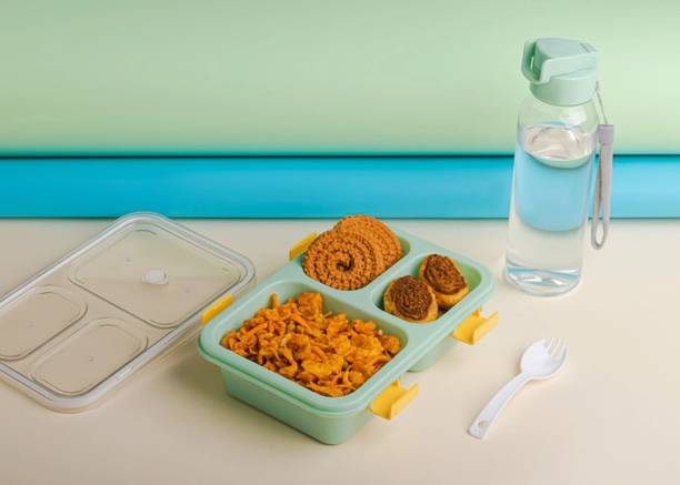 SATANITRADING Style Lunch Box with Water Bottle | 3-Compartment Tiffin for Kids 3 Containers Lunch Box