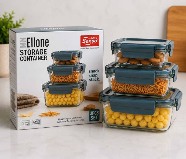 MANSA CLOTHES 3 Piece Glass Food Storage Container Set with Airtight Leakproof Locking Lids 1 Containers Plastic Office Lunch Box