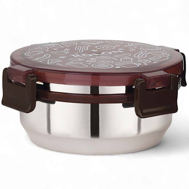 ROLON FreshLock Stainless Steel Round Lunch Box with Leak-resistent Locking Lid| 1 Containers Stainless Steel College Lunch Box