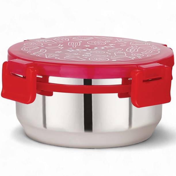 ROLON FreshLock Stainless Steel Round Lunch Box with Leak-resistent Locking Lid| 1 Containers Stainless Steel College Lunch Box