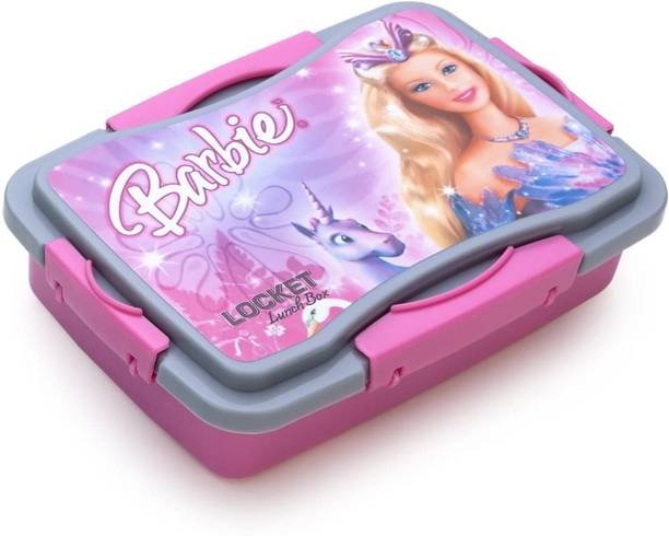 Flipkich Fancy Heavy Plastic Material Leak Proof Kids Barbie Lunch Box For School 2 Containers Lunch Box