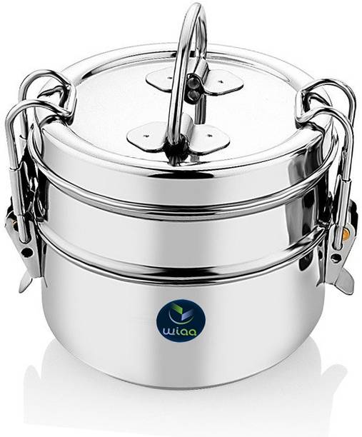विया Steel Sada 2 Compartment Clip Tiffin/Lunchbox 2 कंटेनर लंच बॉक्स