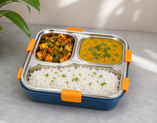 Pratik Stainless Steel Lunch Box , Leak Proof. 1 Containers Stainless Steel, Plastic School Lunch Box