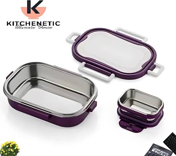 Kitchenetic Stainless Steel Double Wall Insulated Airtight, Leakproof 2 Containers Lunch Box