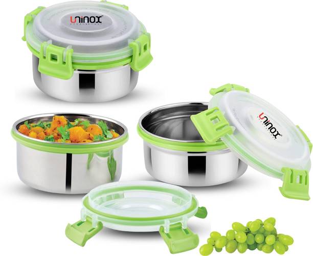 UNINOX Stainless steel lock n lock green color containers 325ml Set of 3 Containers Lunch Box
