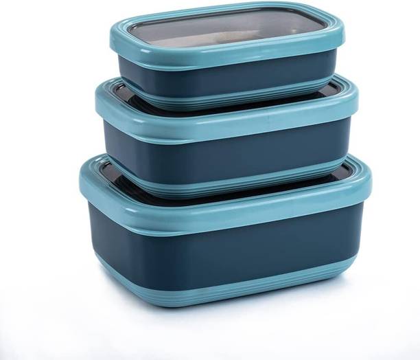 TeDeMeI 6863 Stainless Steel Multipurpose Rectangle Food container BPA Free Blue 3 Containers Lunch Box