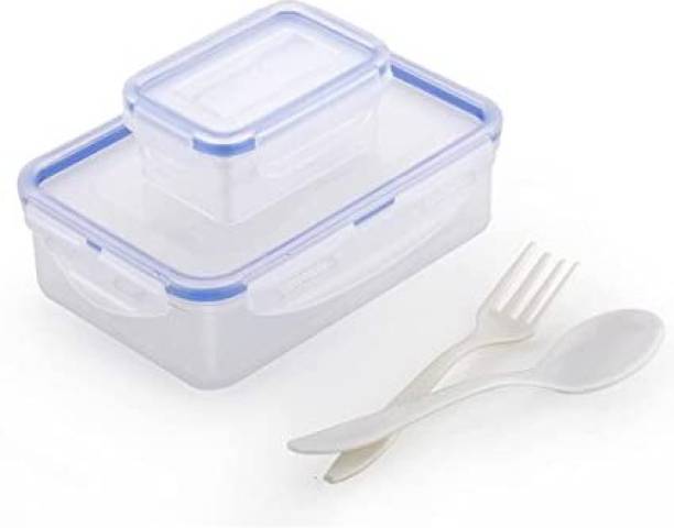 Manya Lock & Seal 800Ml + 125Ml Plastic Tiffin Box for Children's Kids School Students 2 Containers Lunch Box