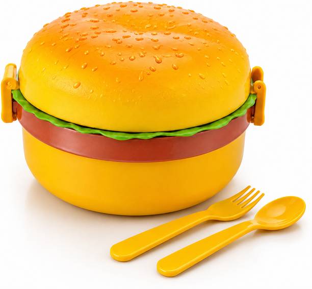 KitchenKart Burger Shape Lunch Box 1 Containers Plastic School Lunch Box