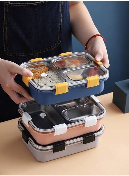 HPHCRAFTT Leak Proof 3 Compartment Stainles Steel High Quality Tiffin Lunch Box Adult Kids 3 Containers Lunch Box