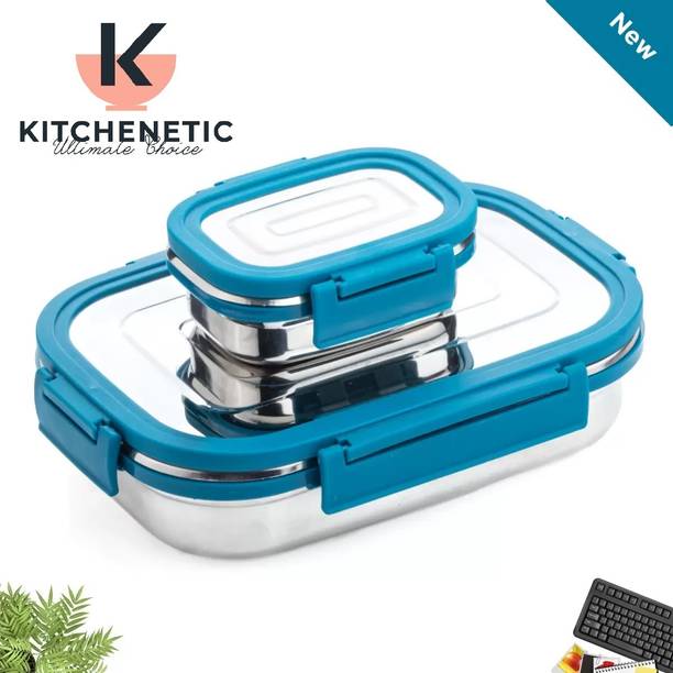 Kitchenetic Stainless Steel, Leak Proof Airtight Set 2 Containers Lunch Box