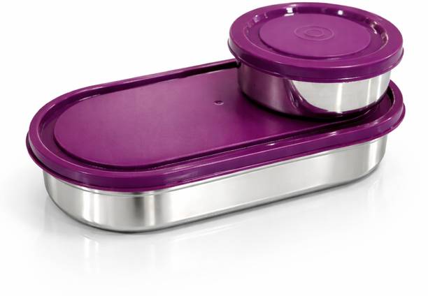 MARCO PLAST Purple Lunch Box 2 Containers Stainless Steel Office Lunch Box