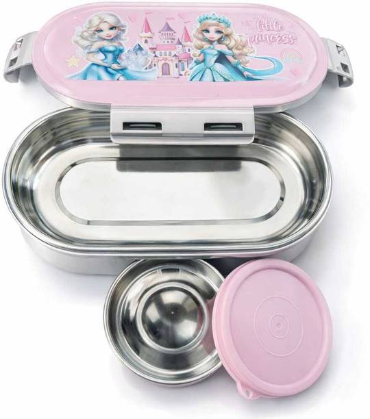 PBOXSTEEL Kids Lunch Box with Cute Princess Design |Includes Small Steel Bowl 1 Containers Stainless Steel School Lunch Box