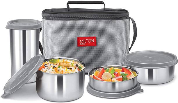 MILTON DELICIOUS COMBO Steel tiffin, Grey 3 Containers Lunch Box