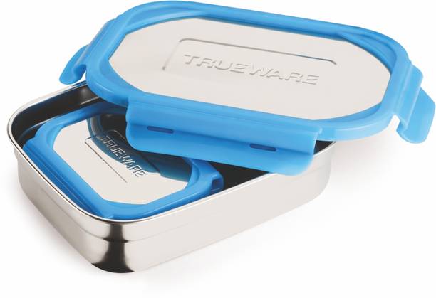 Trueware Bon Smart SS Lunch Box -Blue, Big Container -800ml, Veggie Container -100ml 2 Containers Lunch Box