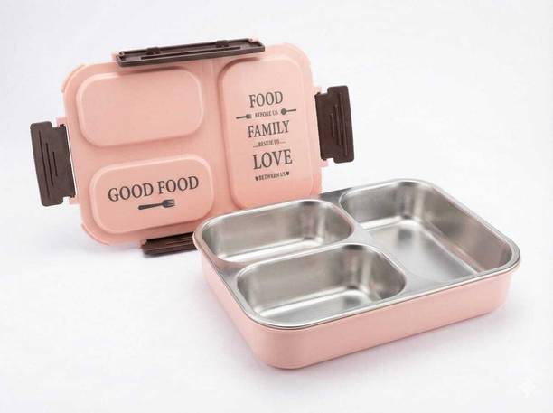 NOLVEX KN-LNCH-0101 3 Containers Plastic, Stainless Steel School Lunch Box