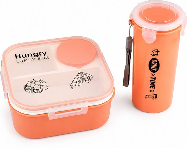 nevora Lunch Box Set with Water Bottle for School & Travel 3 Containers Plastic 