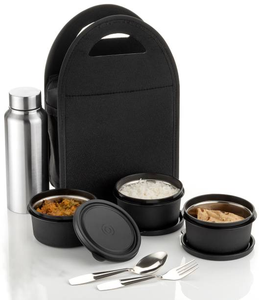 NARIYA NEW LUNCHBOX SET WITH 3 CONTAINER 1 STEEL BOTTLE & SPOON SET 3 Containers Stainless Steel Office Lunch Box