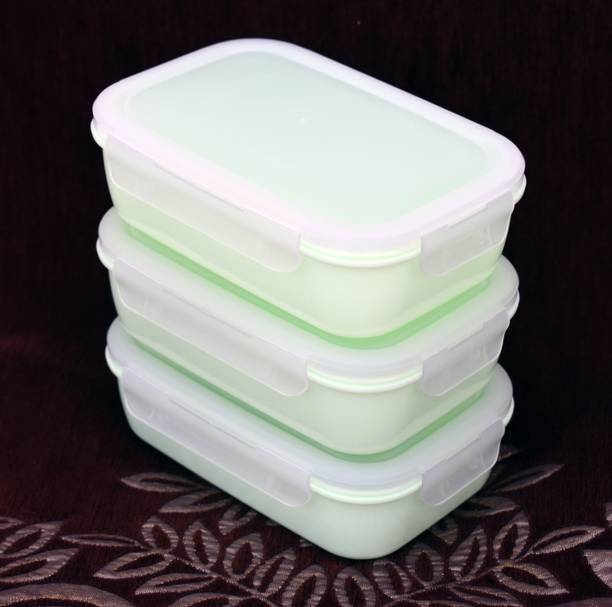 Loknath Plain Plastic Lunch Boxes or freezer storage Boxes (set of 3) Multiple uses 3 Containers Lunch Box