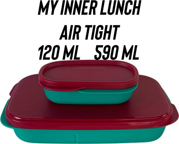 TUPPERWARE My inner lunch 710 ml air tight pack of 1 microware safe 2 Containers Lunch Box
