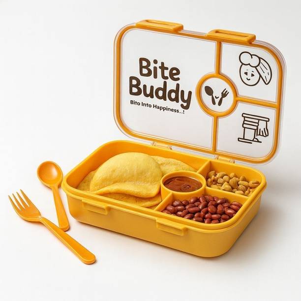 peengh Bite Buddy BPA-Free Kids Lunch Box | Leak-Proof Transparent Lid | Tiffin 