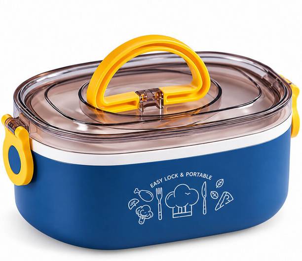MHAX Compact 1000ml Lunch Box with Steel Inner Bowl for Office College and Trave