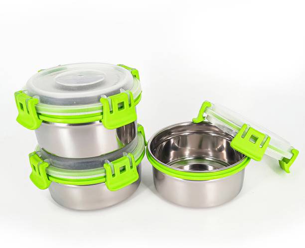 Zaib Steel container for tiffin box fronts container set 3 Containers Lunch Box