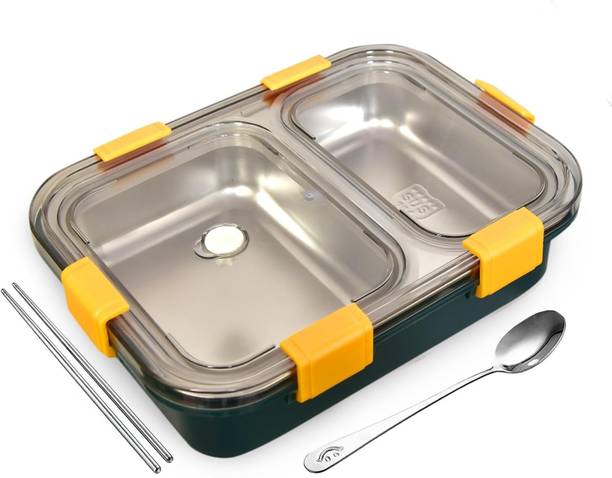 RBGIIT Steel Lunch Tiffin Box for Kids School & Office 2 Compartment 2 Containers Lunch Box