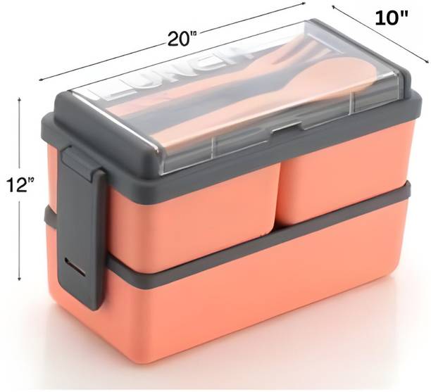 FRONT STYLE PEACH Double-Decker Lunch Box 3 Containers Lunch Box