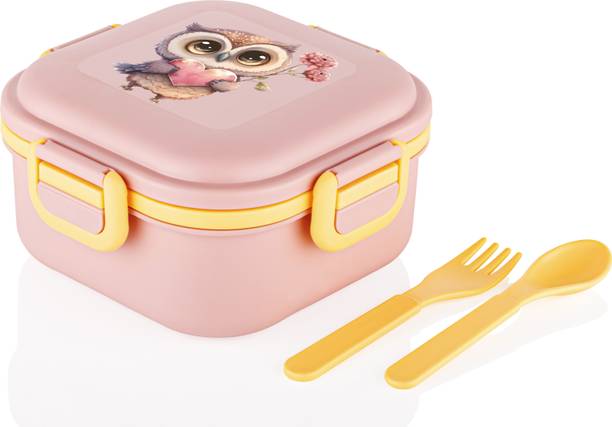 थिवा Pink tiffin box School,Collage and Office with Two Spoon 1 Containers Lunch Box 1 कंटेनर लंच बॉक्स