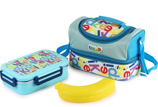 cello Kidzbee Mini Meal Stainless Steel Leak Proof Tiffin Box Set with Jacket For Kids 1 Containers Stainless Steel, Plastic School Lunch Box