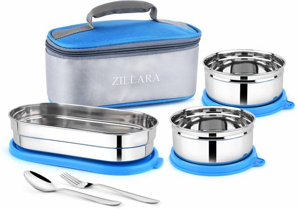 Zillara Sigma Pro Royal Blue Lunch Box for Men & Women – Office, School, College 3 Containers Lunch Box