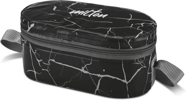 MILTON Executive Lunch Prime 2 Inner Steel 300ml,1 Plastic Container 450ml & Bag,Black 3 Containers Lunch Box
