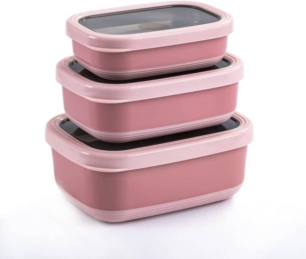 TeDeMeI 6863 Stainless Steel Multipurpose Rectangle Food container BPA Free Pink 3 Containers Lunch Box