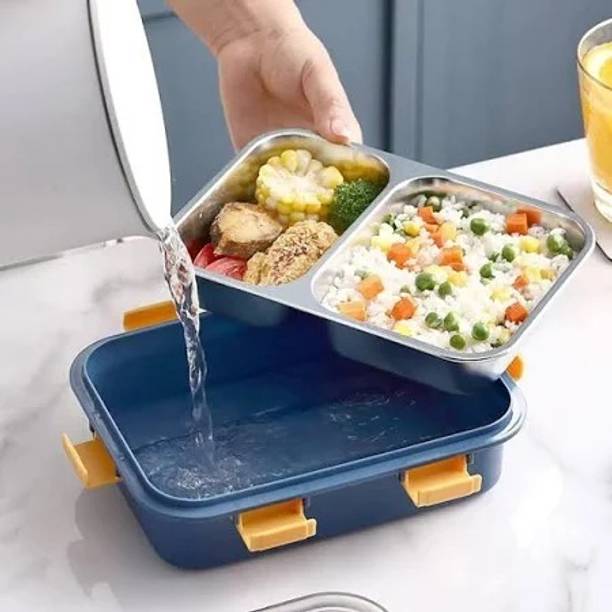Ramya Beauty care Stainless Steel 3 Compartment Leak Proof Lunch Box 3 Containers Lunch Box 3 Containers Lunch Box