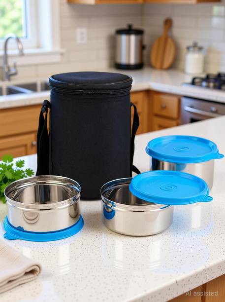 Topware Executive Stainless 3 Steel ContainerLunch Box Set, 3 Containers Stainless Steel Office Lunch Box