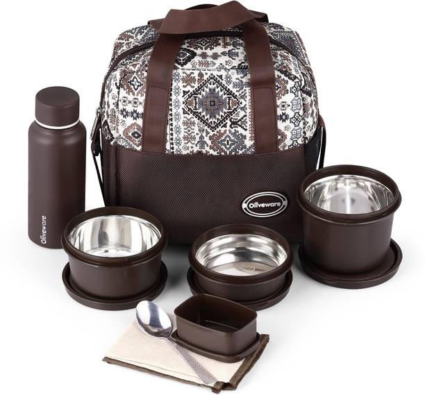 Oliveware Marina Lunch Box 3 Containers Stainless Steel Office Lunch Box
