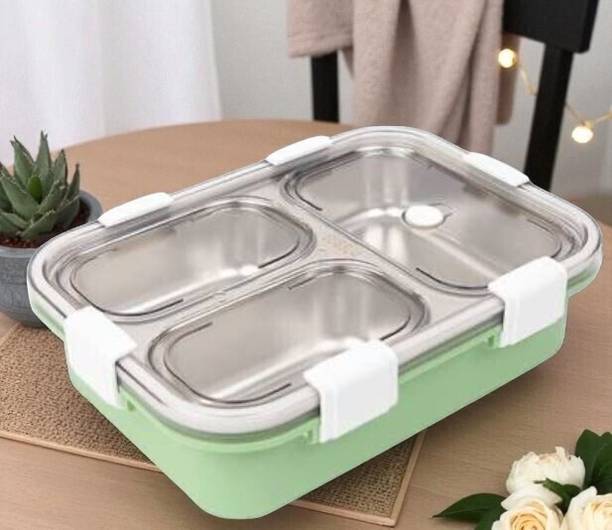 DHARA ENTERPRISE Stainless Steel Lunch box 3 Containers_S150 3 Containers Lunch Box
