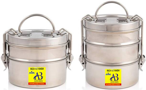 AEROBIX High Quality Clip Tiffin Food Grade 8*3-8*2 Combo Lunch Box 5 Containers Lunch Box