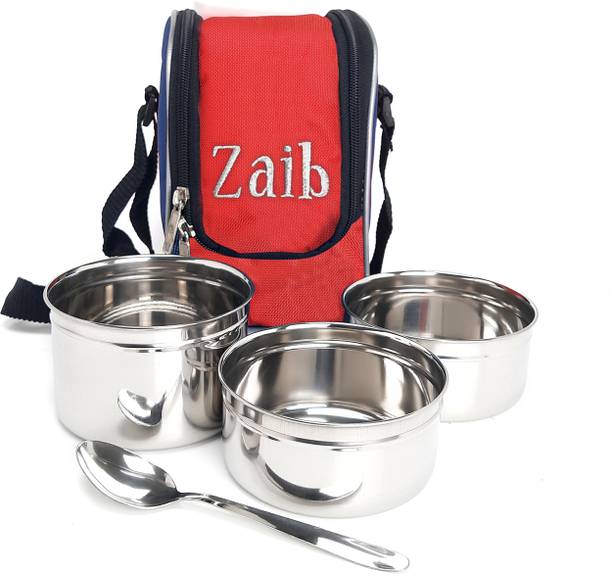 Zaib Softline Insulated Leak Proof Steel Lunch Box for Office Men & Women 3 Containers Lunch Box