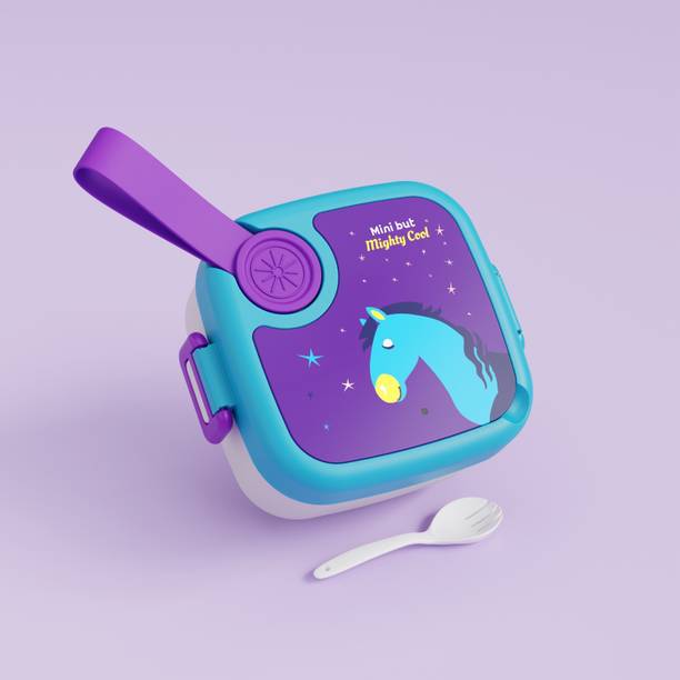 Mjtrader Mini Stainless Steel Unicorn Lunch Box with Spoon |Tiffin for Toddlers & Kids 2 Containers Stainless Steel School Lunch Box