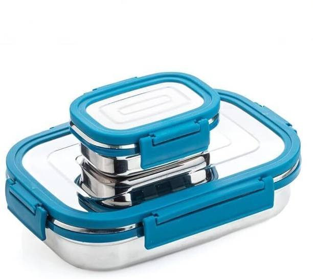 BLLUEX STEEL LUNCH BOX MULTI COLOR SET OF ONE 2 Containers Plastic, Stainless Steel Office Lunch Box