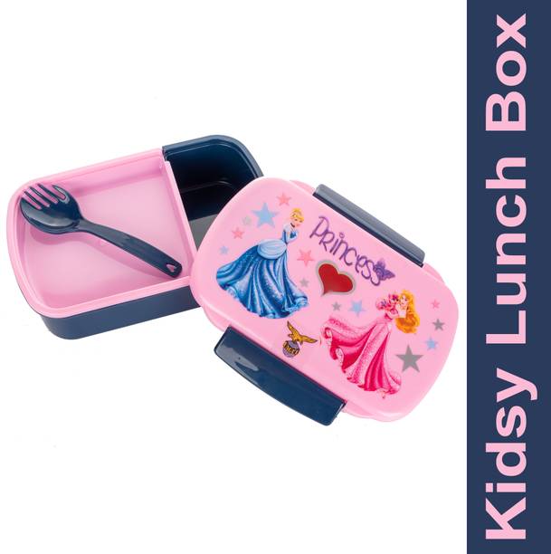 EAGLE Kidsy Blue, Pink Princess Printed Tiffin Box, 3 Containers Lunch Box