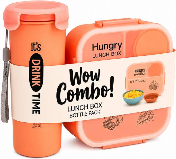 Pixo hngry 3 Containers Plastic School Lunch Box