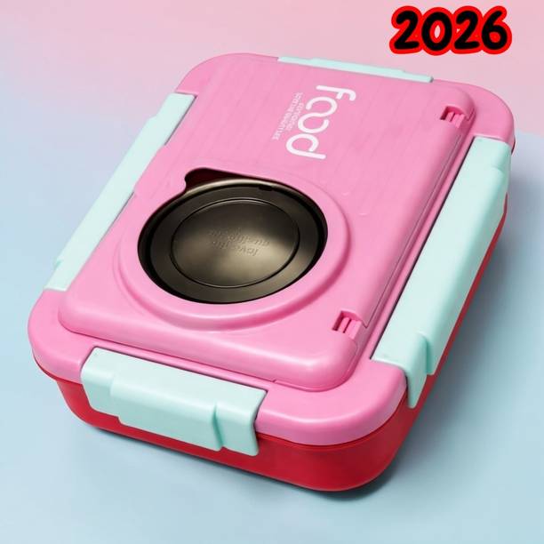 Ziddjeet X318 Compact Lunch Box with Secure Lid | Ideal for Daily Use 3 Containers Stainless Steel School Lunch Box