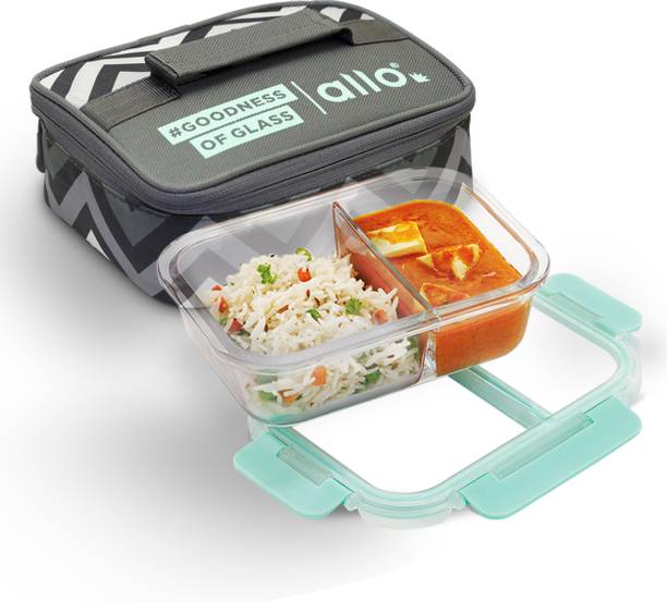 Allo Box,Microwave Safe Tiffin with Chevron Grey Lunch Bag, 1 Containers Lunch Box
