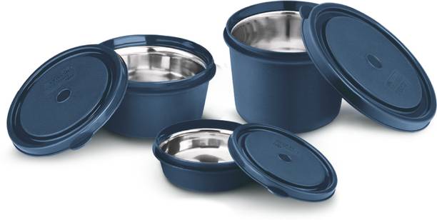 Classic Essentials Stainless Steel Microwave Safe Containers with Lids Lunch Box, 3 Containers Lunch Box