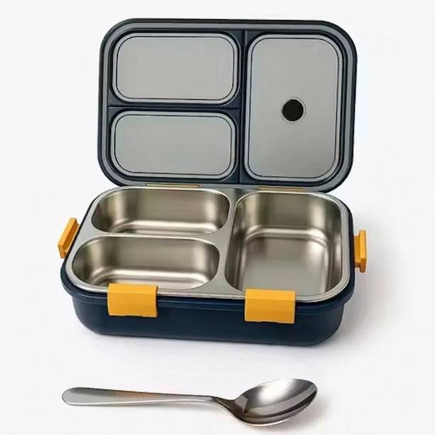 EliteCart Stainless Steel Three Compartment Airtight Leakproof Lunch Box for Eve