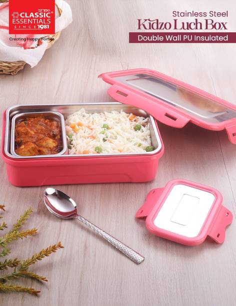 Classic Essentials Stainless Steel Insulated Airtight Leak-Proof Lunch Box, Snacks Tiffin for Kids 1 Containers Lunch Box