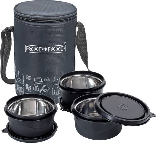 FOODNFOOD Executive Microwave Safe 3 microwave safe inside steel containers (400 ml each) 3 Containers Lunch Box