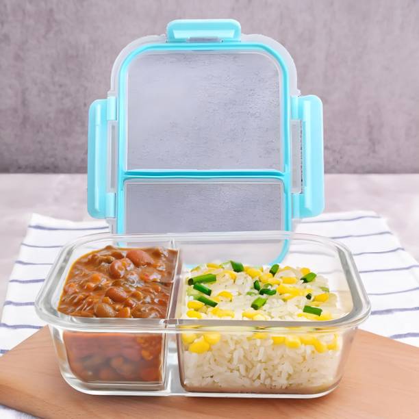 The Better Home 2-Compartment Glass Lunch Box Set|Microwave Safe|Airtight Tiffin Container,1Pcs 1 Containers Lunch Box